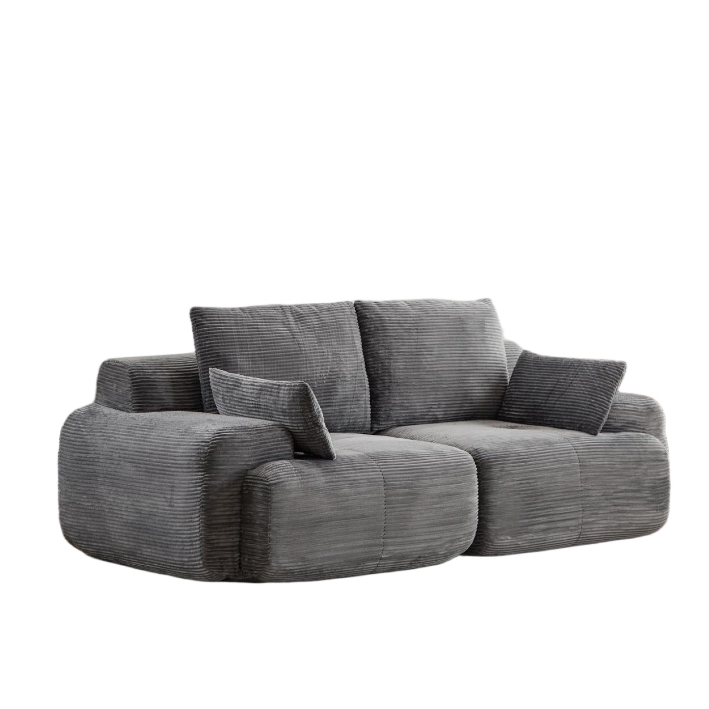 Moderne Kompressions-Memory-Schaum-Sofa, 2-Sitzer großes Sektionssofa für das Wohnzimmer, tierfreundliches Wolkenmodul-Sofa, Corduroy-Stoff, extra tiefe Sitzbank, keine Montage erforderlich, Grau