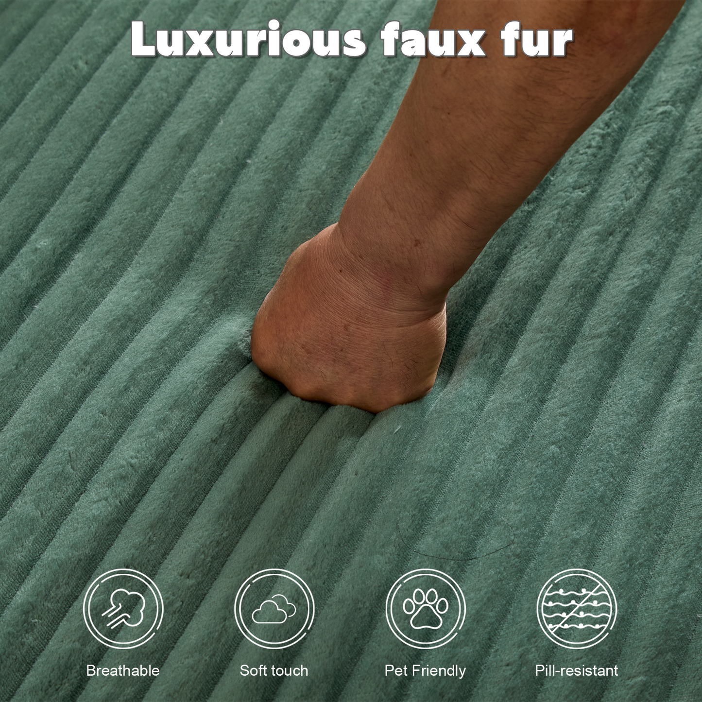 Überdimensionierter Chaiselongue-Sessel Gemütliche Wolken-Couch, Moderner Plüsch-Corduroy-Polsterter Schlafcouch-Tagbett mit 3 Dekokissen und breiter Armlehne für das Wohnzimmer, Keine Montage erforderlich, Grün