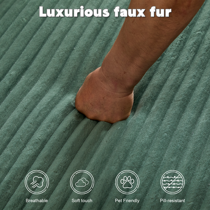 Überdimensionierter Chaiselongue-Sessel Gemütliche Wolken-Couch, Moderner Plüsch-Corduroy-Polsterter Schlafcouch-Tagbett mit 3 Dekokissen und breiter Armlehne für das Wohnzimmer, Keine Montage erforderlich, Grün