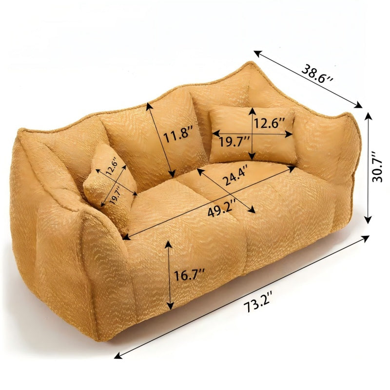 Komprimierter Plüsch-Sitzsack-Sofa-Couch – Mit Hochfestem Schaumstoff Gefüllt, Ultra-Weiches Bouclé-Loungestuhl für Eine oder Zwei Personen, Gemütliches Wohnzimmer-Sitzmöbel zum Lesen, Spielen & Entspannen, Platzsparende Vakuumverpackung