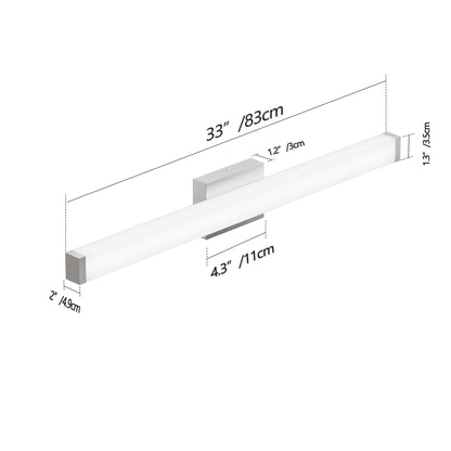 Badezimmer-Spiegelablageleuchte gebürstetes Nickel quadratisch LED 33 Zoll 18 W 6000 K kühles Weißes Licht Wandleuchte über dem Spiegel