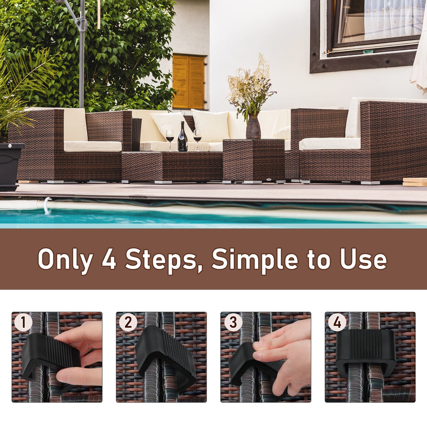 Möbelklammern, Verbindungsstücke für Außensofas, Korbmöbel-/Stuhl-Klemmen für ein modulares Terrassen-Sofa, Set mit 10 Stück