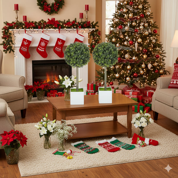 Artificial Boxwood Topiary Set