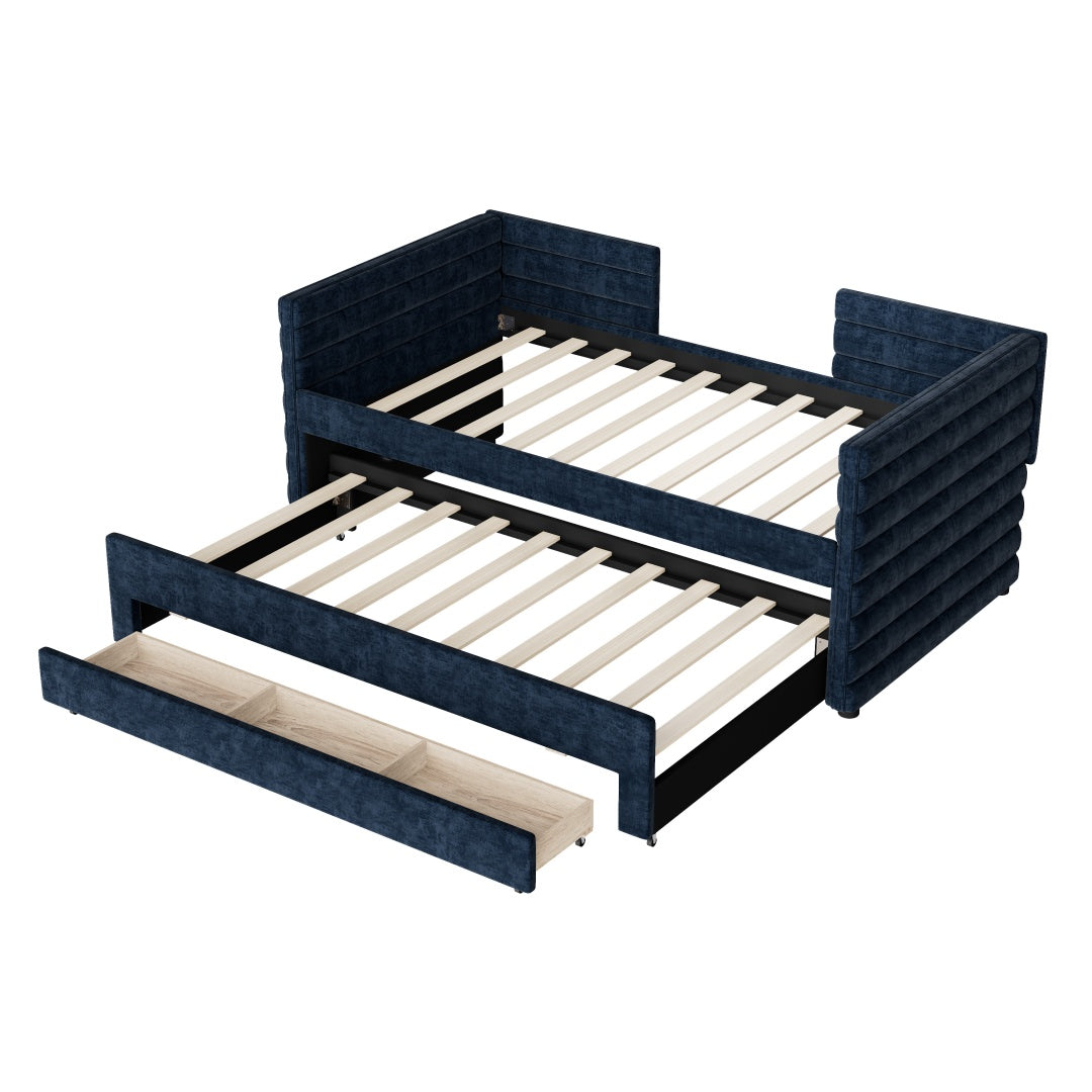 Beige Chenille Daybed Trundle