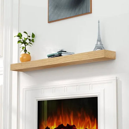 Kamin-Sims, 60" Holz-Schwimmregal für Kamin, Wandmontiertes Handgefertigtes Holzregal, Sims über dem Kamin mit Aufgewerteten Harz-Endkappen, 60" B x 8" T x 3" H, Gealtertes Eichenholz