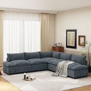 115.5 Modulares Ecksofa in Tiefgrau mit langlebiger Polyesterbezug, plüschigen Kissen, versteckten Stauraumfächern und vielseitigem Design für Wohnzimmer, Lounge oder Büro