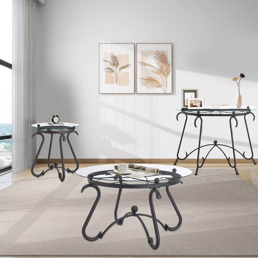 Black Glass Console Table