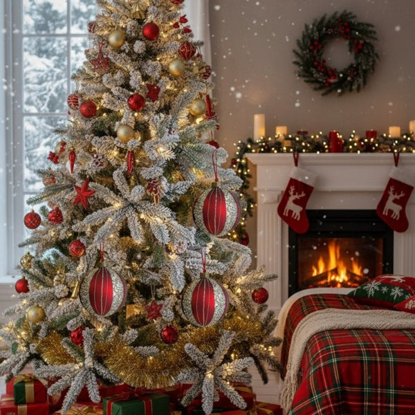 4-teiliges Set aus 4,7-Zoll-Weihnachtskugeln aus Glas, festliche Baumschmuck-Dekorationen, Dekorationsbedarf für Partys, Versand durch FBA, Verkauf auf der Temu-Plattform verboten