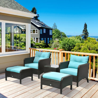 5-teiliges Lounge-Sessel-Set für Außenbereich und Terrasse mit 2 gepolsterten Sesseln