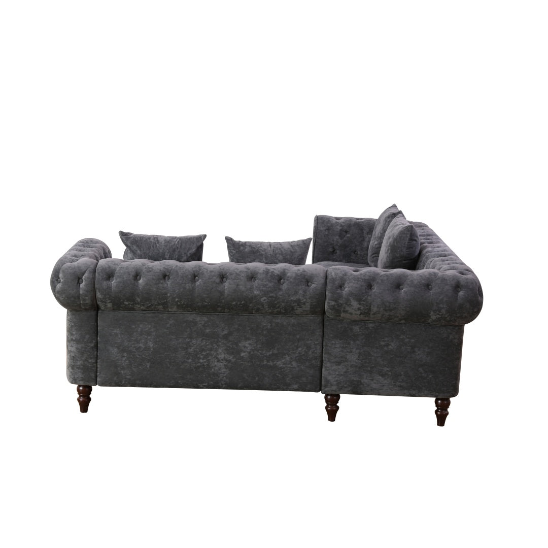 Schwarzes Flanell 2-teiliges Sofa-Set für das Wohnzimmer