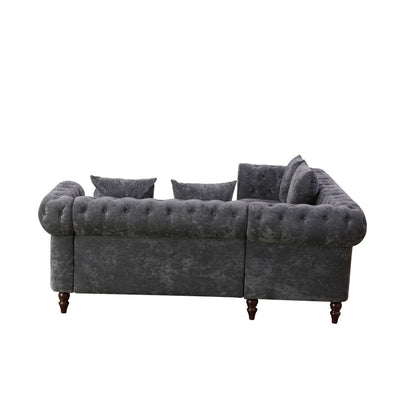 Schwarzes Flanell 2-teiliges Sofa-Set für das Wohnzimmer
