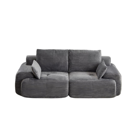 Moderne Kompressions-Memory-Schaum-Sofa, 2-Sitzer großes Sektionssofa für das Wohnzimmer, tierfreundliches Wolkenmodul-Sofa, Corduroy-Stoff, extra tiefe Sitzbank, keine Montage erforderlich, Grau