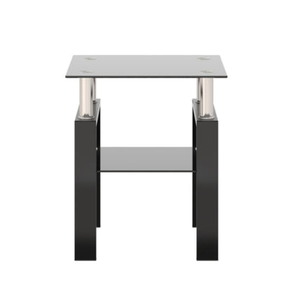 1-teiliges modernes gehärtetes Glas-Teetisch Couchtisch Beistelltisch, quadratischer Tisch für das Wohnzimmer, schwarz