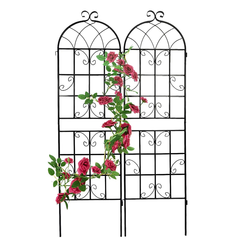 2er-Set Metall-Gartenspaliere 71" x 19,7" Rostfreies Spalier für Kletterpflanzen Außenblumenstütze