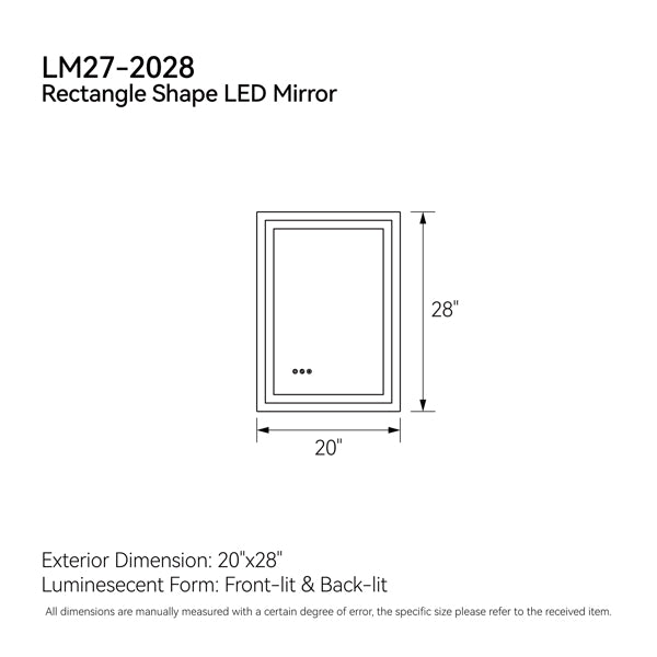 20-Zoll x 28-Zoll LED-Badspiegel