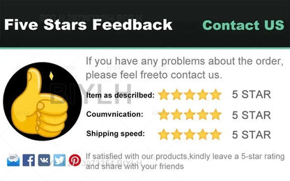 Five-star feedback graphic with yellow thumbs-up for 2 1 pcs hydroponic glass flower pots with base tray home decor