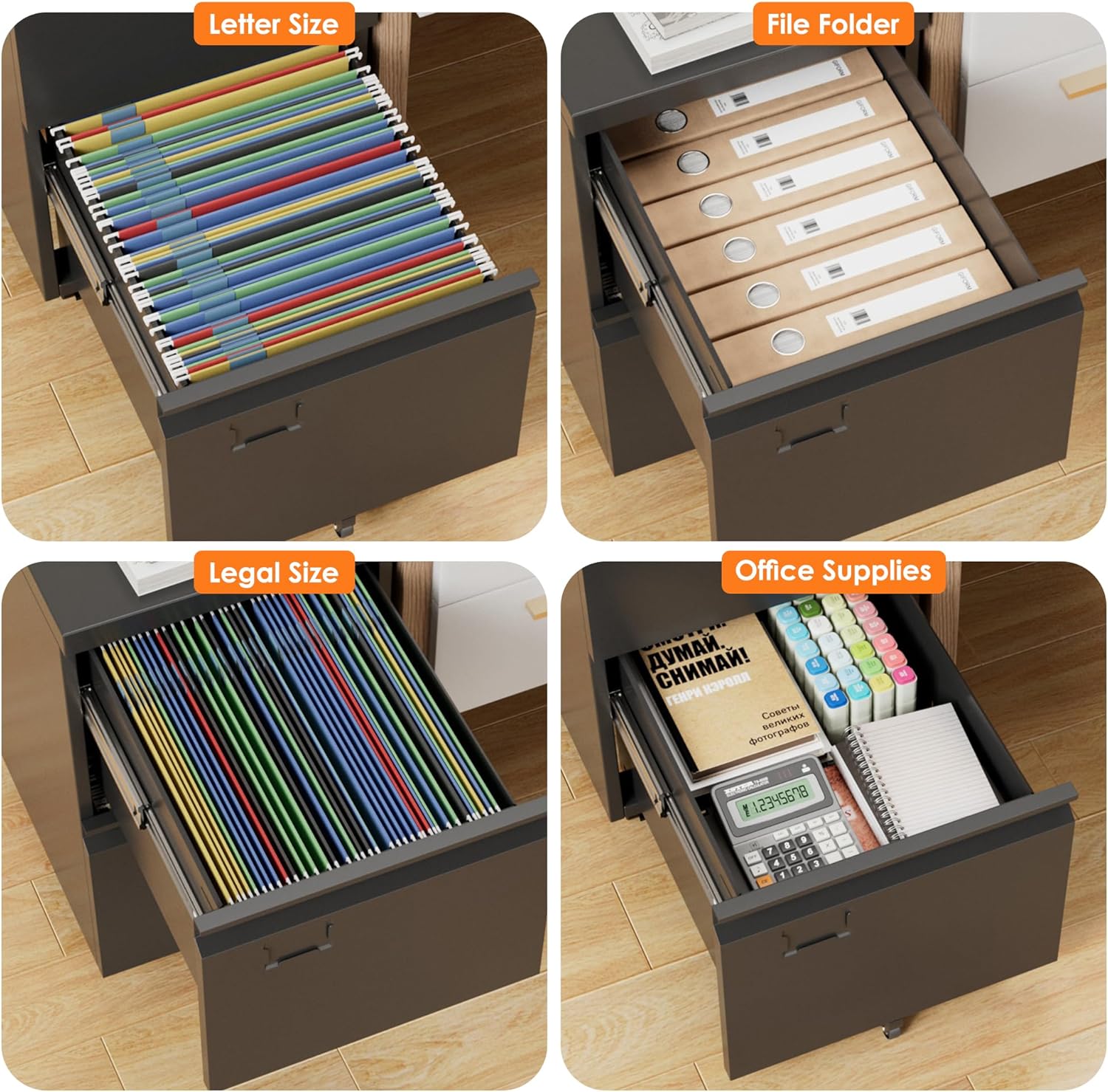 2 Drawer Mobile File Cabinet, Metal Under Desk Cabinet With Lock Name Card Holder For Office Home, Legal Letter Size, Assembly Required - Decorbites