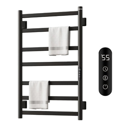 SIOYIE Handtuchwärmer Badezimmer Wandmontiert 7 Stangen Elektrisches Handtuch Trocknen, 150W 800 x 500 mm Beheizte Handtuchleiter mit Intelligentem Touchscreen-Timer und Temperaturregelung