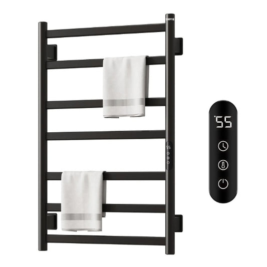 SIOYIE Handtuchwärmer Badezimmer Wandmontiert 7 Stangen Elektrisches Handtuch Trocknen, 150W 800 x 500 mm Beheizte Handtuchleiter mit Intelligentem Touchscreen-Timer und Temperaturregelung