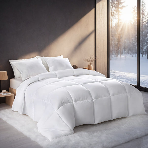Weiße Überdimensionierte Karo-Gepolsterte Flauschige Steppdecke Luxus-Hotelqualität Komfort Für Schlafzimmer Und Gästehäuser. Wintergewichts Wärme Für Einzel-/Doppelbetten. Premium Atmungsaktiver Mikrofaser-Stoff. Das Ultimative C