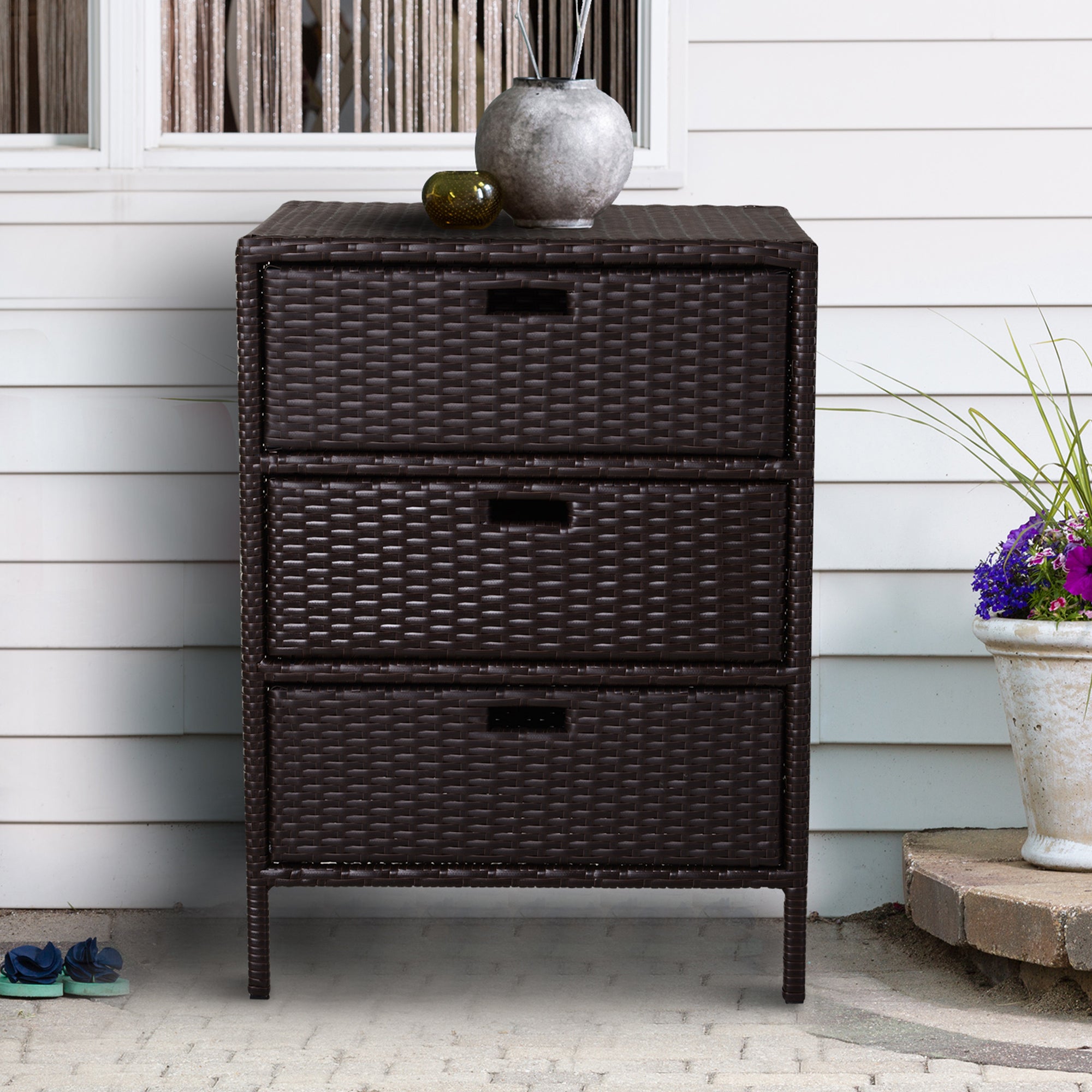 Rattan Poolside Storage Cabinet