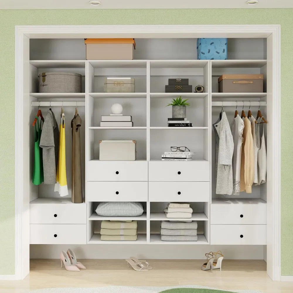 White Wall Mounted Closet Organizer With Shelves