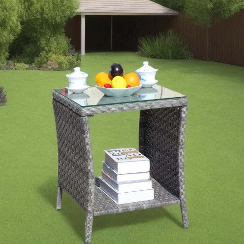Grey Rattan Patio Table