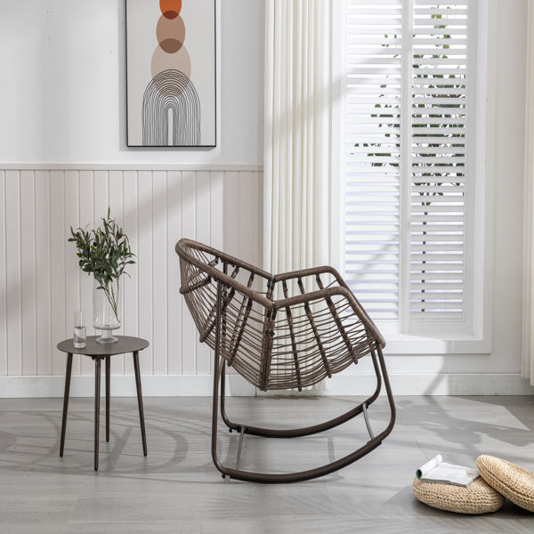 Outdoor-Rattan-Schaukelstuhl, Gepolsterter Kissen-Schaukelstuhl für Terrasse, Wohnzimmer, Patio, Garten, Rosa - Verkauf auf Temu verboten