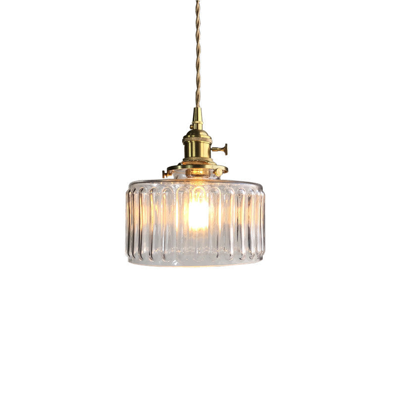 Japanese Retro Simple Brass Glass Chandelier Creative