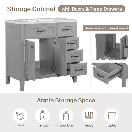 Gray Solid Vanity Cabinet
