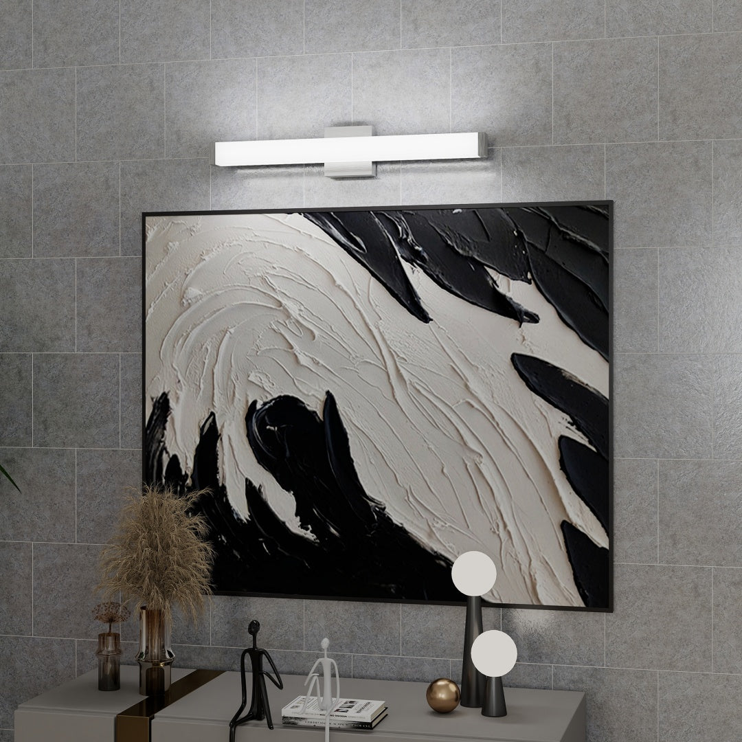 Badezimmermöbel-Leuchte gebürstetes Nickel quadratisch LED 25 Zoll 14W 6000K kühles Weißlicht Wandleuchte über Spiegel -Gebürstetes Nickel, 25 Zoll