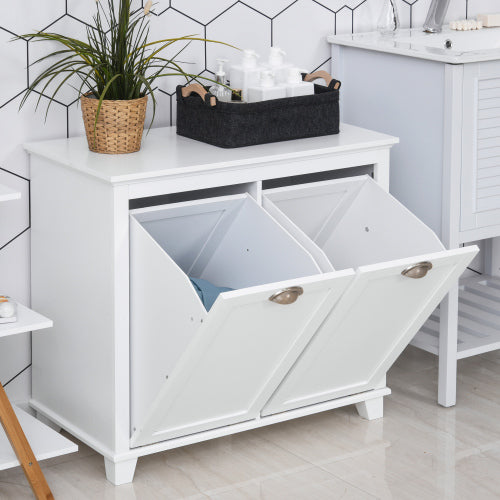 HOMCOM Klappbarer Wäsche-Sortierer Badezimmerschrank, Weiß