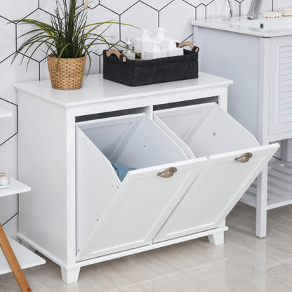 HOMCOM Klappbarer Wäsche-Sortierer Badezimmerschrank, Weiß