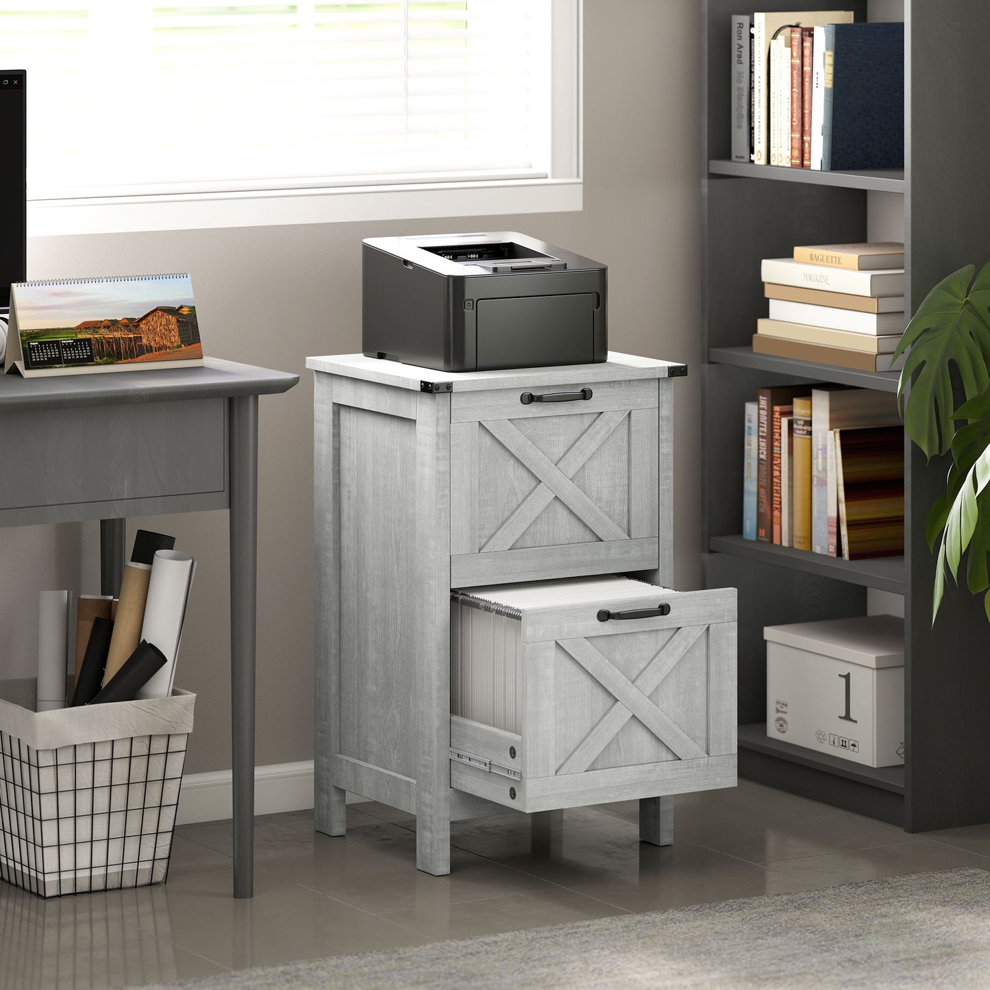 Vertical File Cabinet with 2 Drawers