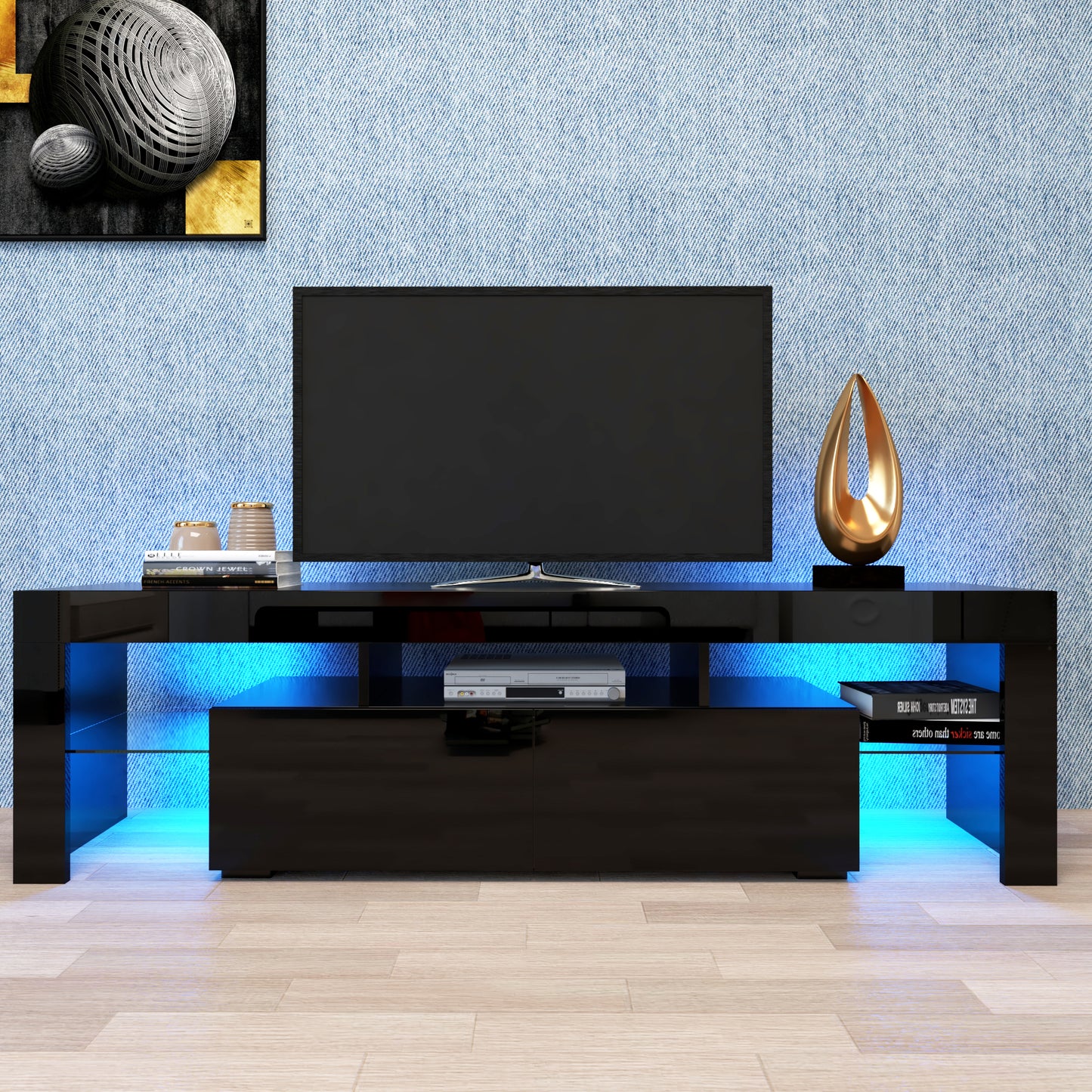 Moderne schwarze TV-Ständ 20 Farben LED-TV-Ständ mit Fernbedienungslichtern