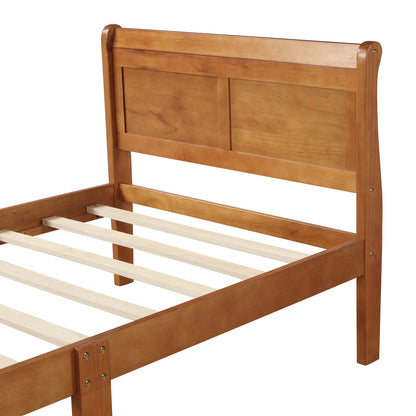 Holz-Plattform-Twin-Bettgestell, Schlitten-Design mit Kopf- und Fußteil, Holz-Latten