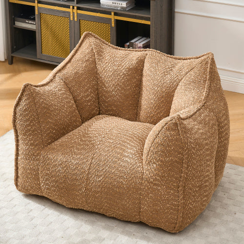 Komprimierter Plüsch-Sitzsack-Sofa-Couch – Mit hochfestem Schaumstoff gefüllt, ultra-weicher Bouclé-Liegestuhl für eine oder zwei Personen, gemütliche Sitzgelegenheit im Wohnzimmer zum Lesen, Spielen und Entspannen, platzsparend vakuumverpackt