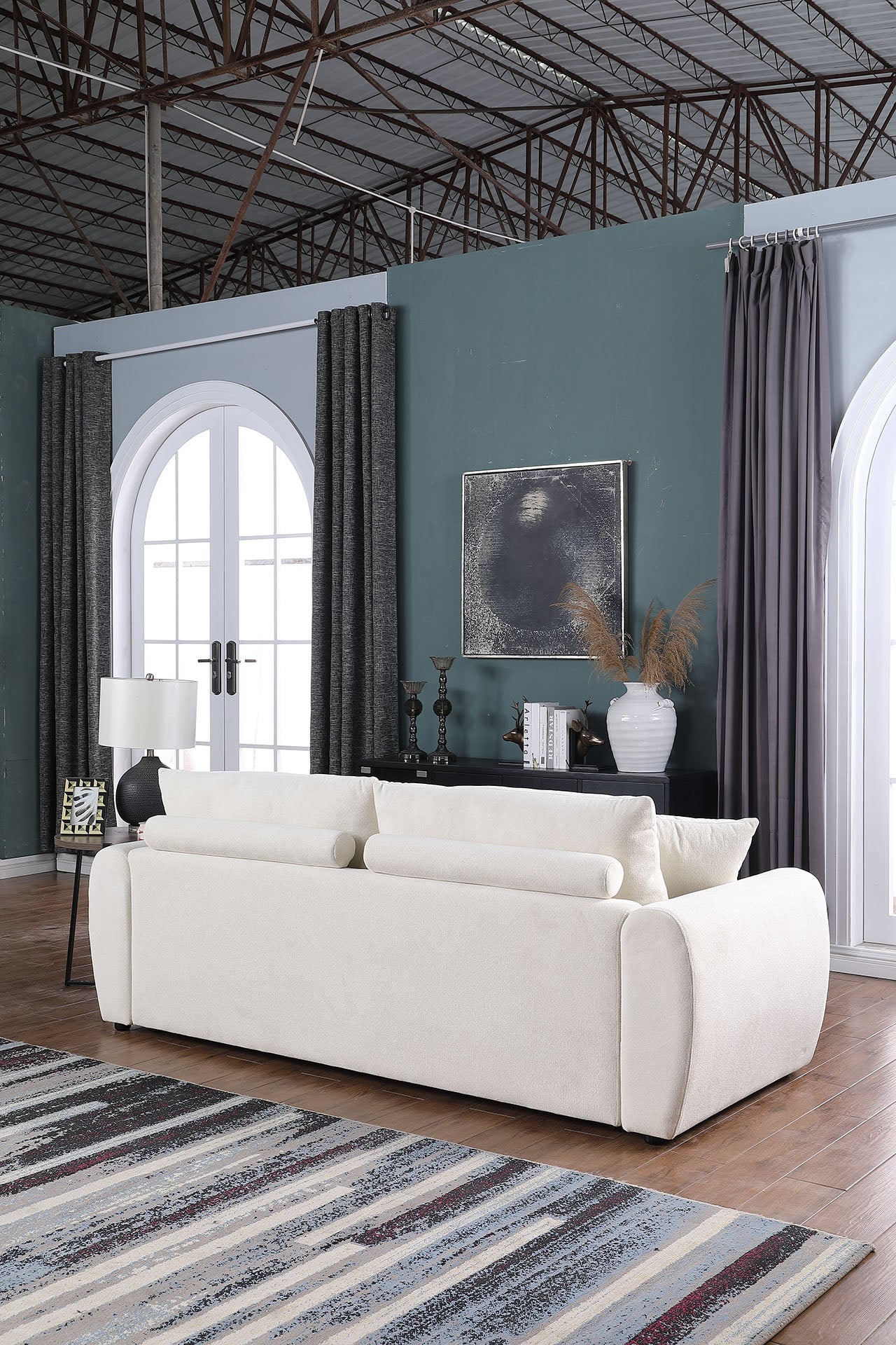 Beige Compressed Sofa Chenille Fiber Foam