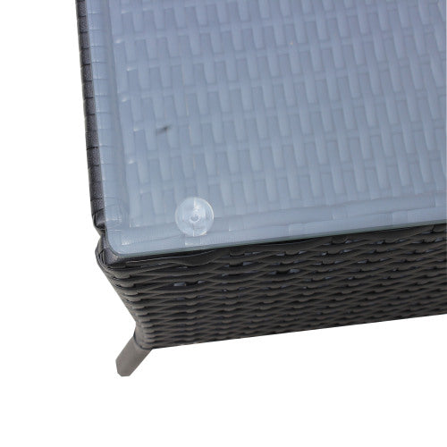 4er-PC-Rattan-Patio-Möbel-Set für den Außenbereich mit gepolsterten Sitzen Korbsofa Beige Polster