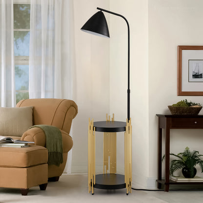 Luxus-Regal Stehlampe für das Wohnzimmer mit Metall-Lampenschirm, hohe Stehlampe im industriellen Stil für Lesen im Schlafzimmer, Büro E26 Ohne mitgelieferte Glühbirne - Mattgold Mattschwarz