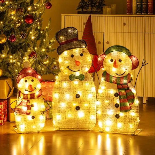 Lighted Snowman Family Decor