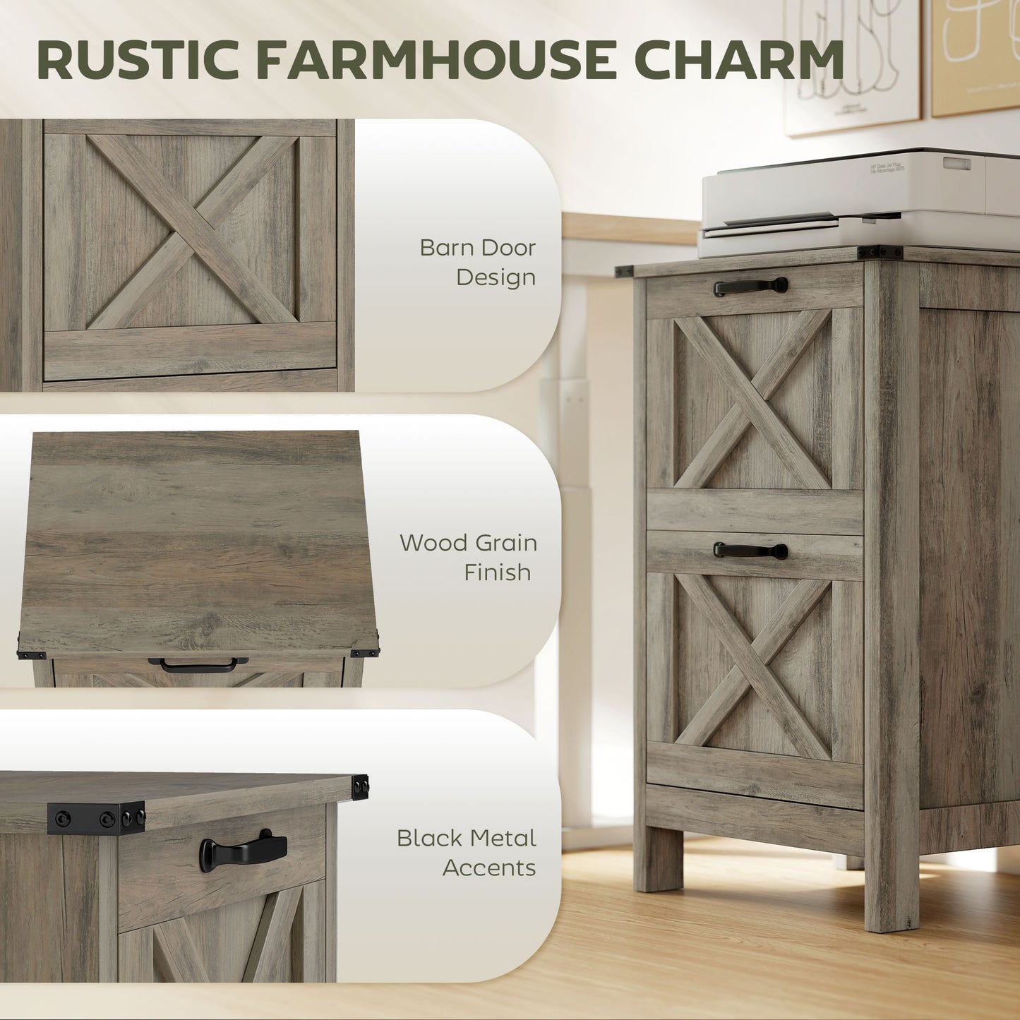 Vertical File Cabinet with 2 Drawers