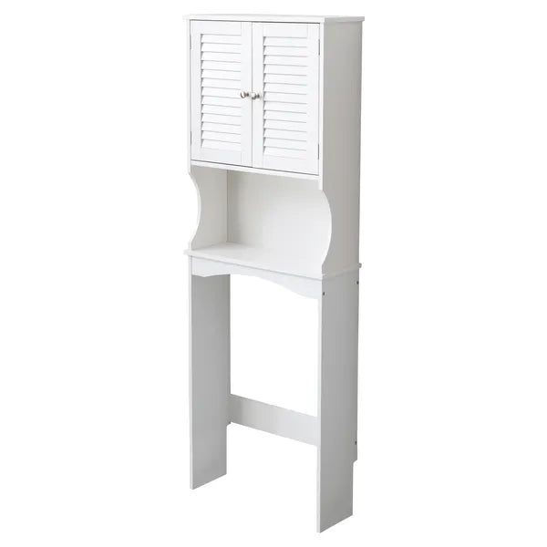 Fralimk 23,6*8,7*67 Zoll Lagerung über der Toilette, Badezimmer-Organizer und Lagerung über Toilettenschrank, Badezimmer-Organizer hinter der Toilette mit zwei lamellierten Türen, Weiß