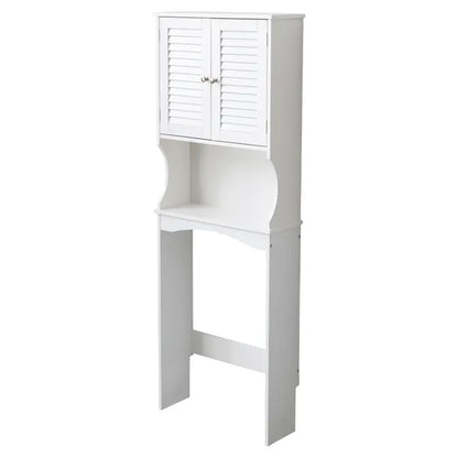 Fralimk 23,6*8,7*67 Zoll Lagerung über der Toilette, Badezimmer-Organizer und Lagerung über Toilettenschrank, Badezimmer-Organizer hinter der Toilette mit zwei lamellierten Türen, Weiß