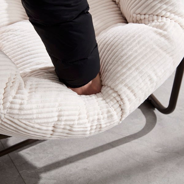 Outdoor-Rattan-Schaukelstuhl, Gepolsterter Kissen-Schaukelstuhl für Terrasse, Wohnzimmer, Patio, Garten, Weiß - Verkauf auf der Temu-Plattform verboten