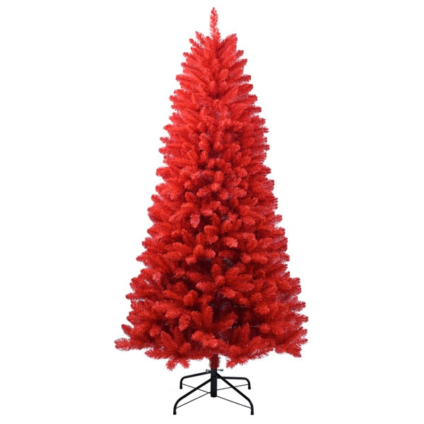 Künstlicher 5-Fuß-Roter Weihnachtsbaum, 624 PVC-Mischteile, Hochwertige Scharniere und Klappbare Basis Weihnachtsdekoration
