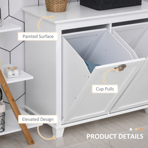 HOMCOM Klappbarer Wäsche-Sortierer Badezimmerschrank, Weiß