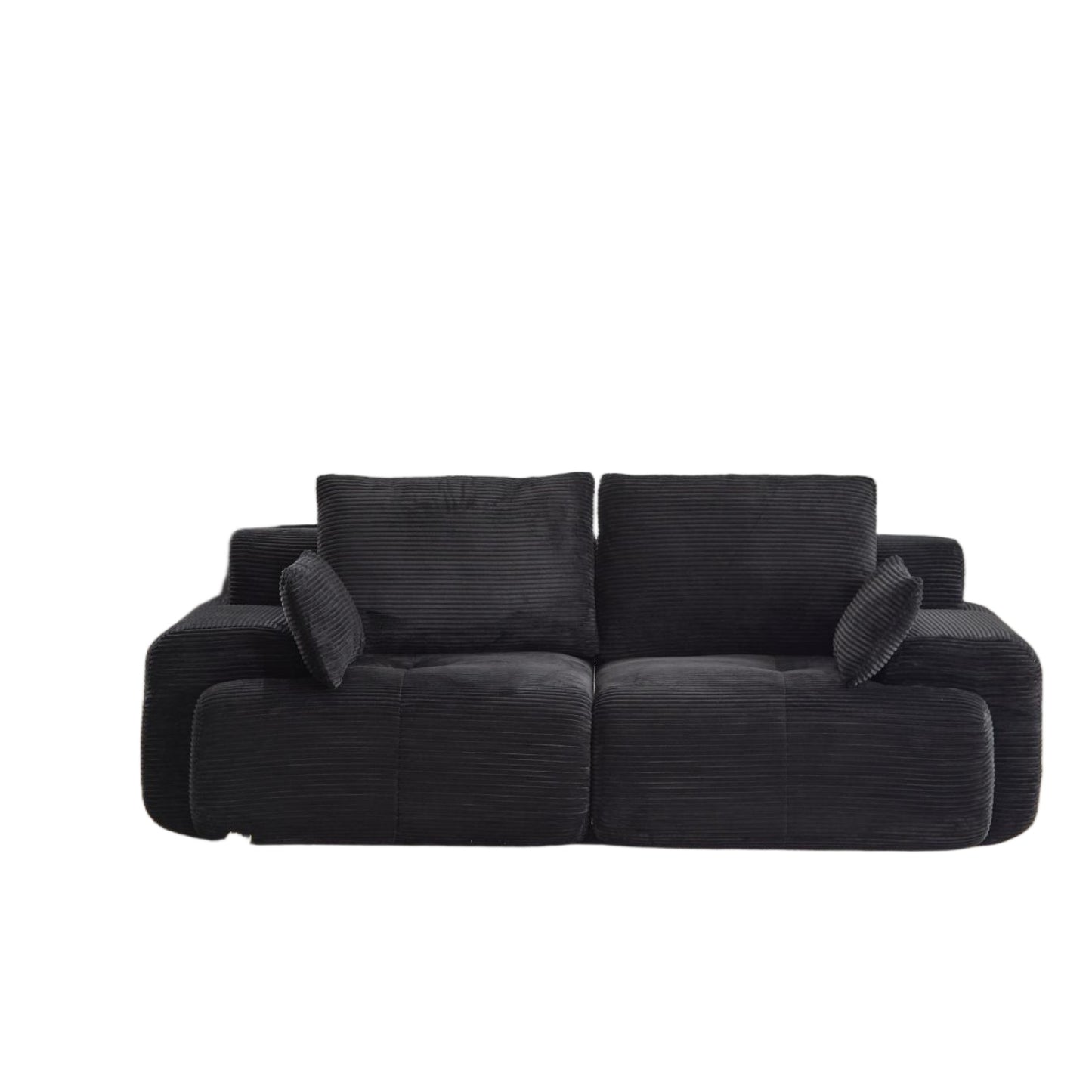 Modern Memory Foam Compressed Sofa,2 Seater Large Sectional Couches For Living Room,Pet-Friendly Cloud Modular Sectional Sofa,Corduroy Fabric,Extra Deep Loveseat,No Assembly Required, Black