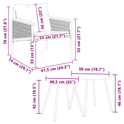 4-teiliges Balkon-Möbel-Set mit Polstern, Gartenbank