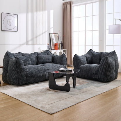 Komprimierter Plüsch-Sitzsack-Sofa-Couch – Mit Hochleistungs-Schaum gefüllt, ultra-weicher Bouclé-Liegestuhl für eine oder zwei Personen, gemütliche Sitzgelegenheit im Wohnzimmer zum Lesen, Spielen und Entspannen, platzsparend vakuumverpackt